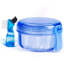 Leak Proof Portable Denture Bath Case Denture Cleaning Cup, False Teeth Holder M