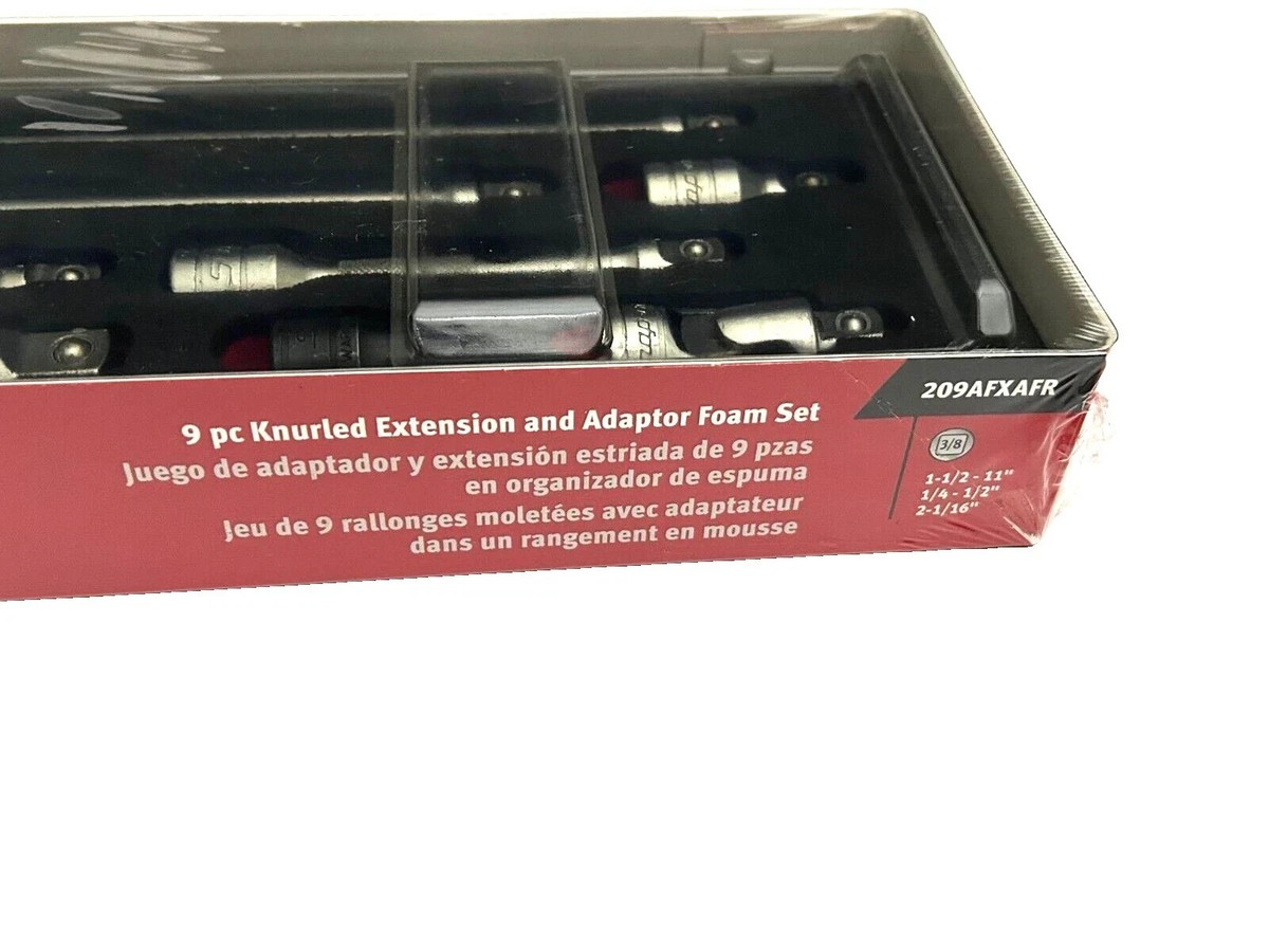 Snap-on Tools RED 9pc 3/8 Drive Extension Adaptor Foam Kit Set