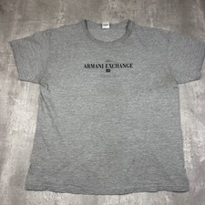 Vintage Armani Exchange Shirt Mens L Gray Broadway NY Graphic Tee Made In USA