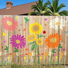 12Pcs Large Sunflower Flower Stencils for Painting on Wood Fence, 14 Inch