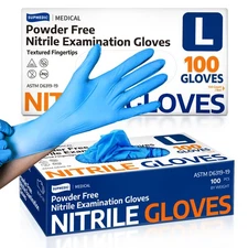 Supmedic Medical Nitrile Exam Gloves, Latex-Free, Powder-Free, Food Safe,