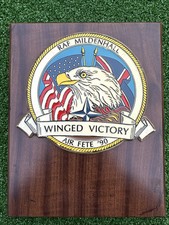 RAF Wood wall shield Commemorating RAF Mildenhall Air Fete 1990 ‘Winged Victory’