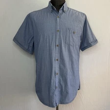 Weatherproof Vintage Button Down Shirt Short Sleeve Casual Blue Size M Cotton