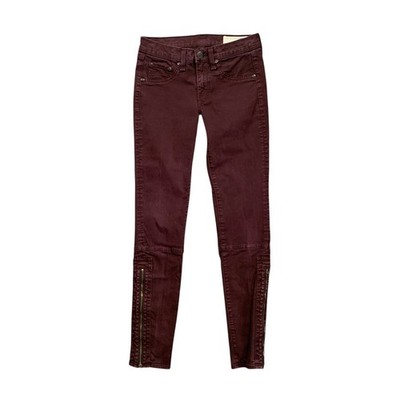 Rag & Bone Jeans Womens 25 Raisin Devi Skinny High Ankle Zip Low Rise Zip Fly