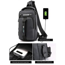 Anti-theft Men's Sling Crossbody Bag Chest Shoulder Messenger Backpack USB Port