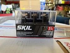 SKIL Router Bit Set 91001 Tipped Straight 3 Piece Includes 1/4" 1/2" 3/4" Bits 