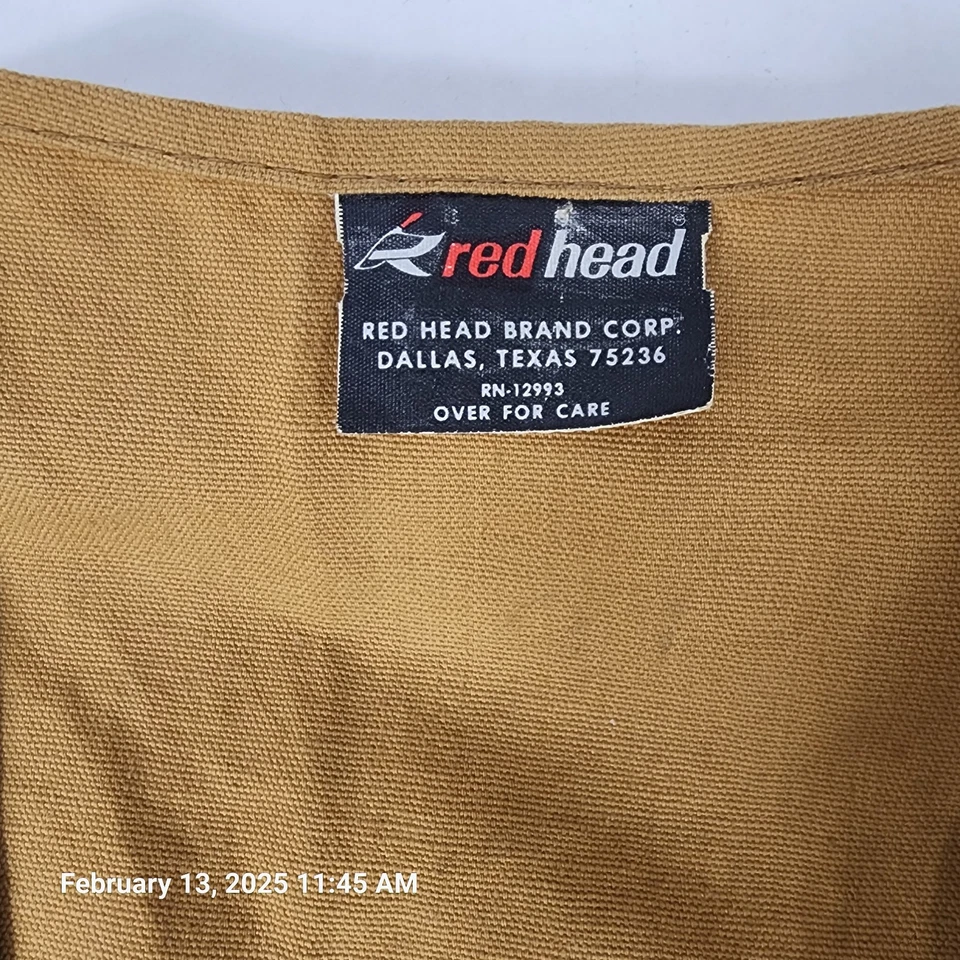 Red Head Hunting Vest Men's Small Brown Canvas Button Front Utility Pocket 90s - Image 4 of 4