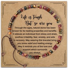 ZOKCC Inspirational Gifts Bracelets 7 Inch, A-A JASPER STONE-LIFE IS TOUGH