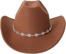 Verdusa Women's Western Cowboy Hat Rhinestone Wide Brim Cowgirl Hat