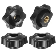 4pcs Star Knobs M8 Thread 38mm Head Through Hole Clamping Handles Black