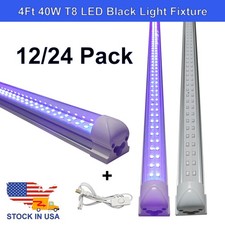 12/24 Pack 4 Foot LED UV Black Light Bar Fixture Ultraviolet Bulbs for DJ Stage