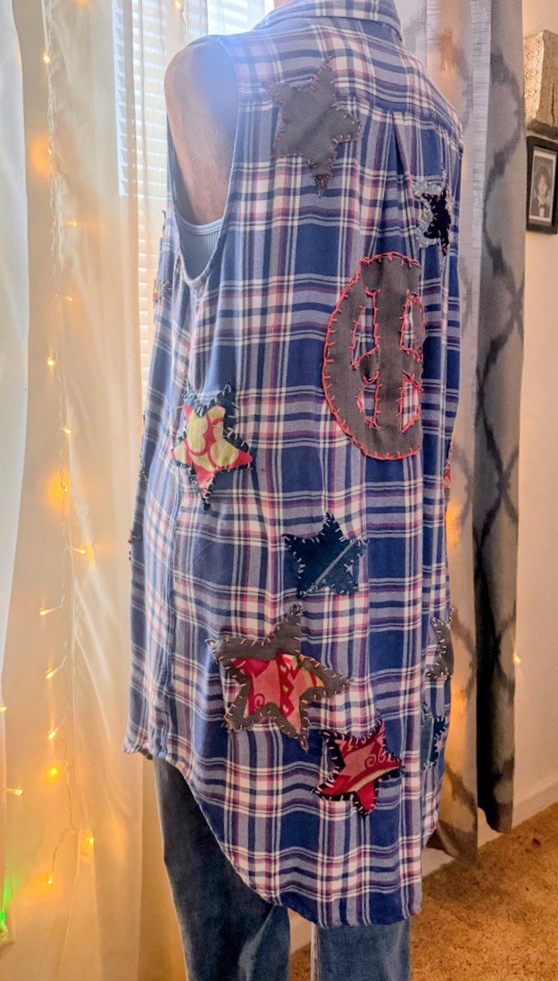 Handmade Sleeveless Patchwork Button-Down Duster … - image 7