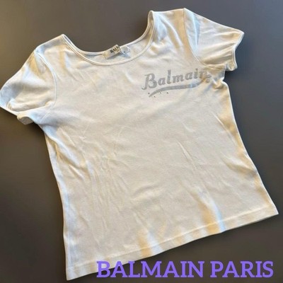 Balmain Paris White T-Shirt 38 Women Rare Luxury Designer Model Limited Edition