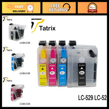 4PK Refillable Ink Cartridges for Brother LC525 LC529 DCP-J100 MFC-J200 Printers