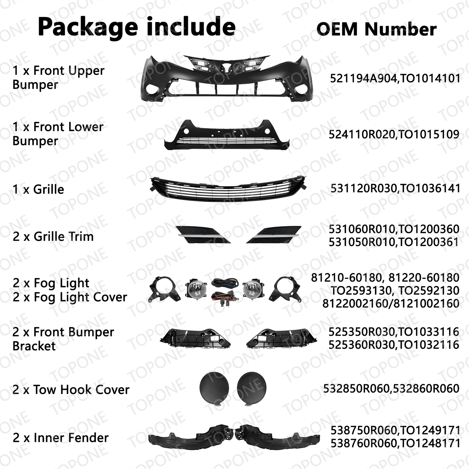 Front Complete Bumper Kit W Grille Fog Inner Fender For 2013 2015 