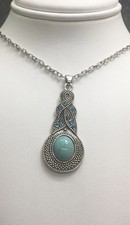 Silver-Tone 1.5 Bohemian Pendant With 16-18" Necklace Matching Earrings Set