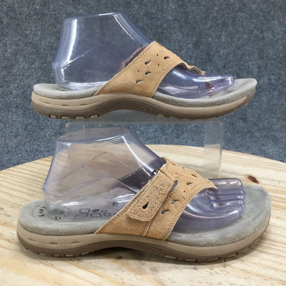 Earth Origins Sandals Womens 9 Wide Tan Sara Thong Leather Toe Post Slip On - Image 2 of 4