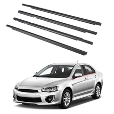 4 Pcs Black Car Outer Door Window Moulding Trim Weatherstrip Seal Belt Compat...