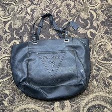 Vtg Guess USA Tote PVC Black Bag