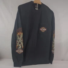 '07 Nees Harley Davidson Galesburg, IL Flames Open Road Brotherhood Sz M T-Shirt