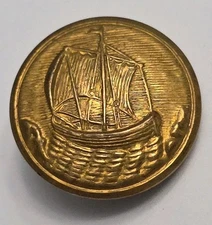 Vintage Metal Picture Button SAILING SAILBOAT