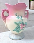 Vintage Hull Art Pottery USA Wildflower Double Handled Vase Pink Green 6.6in