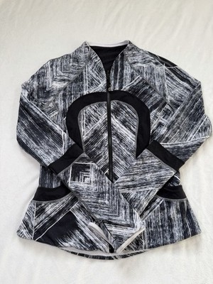 Lululemon Athletica Black and White Textured Bomber Jacket Size S