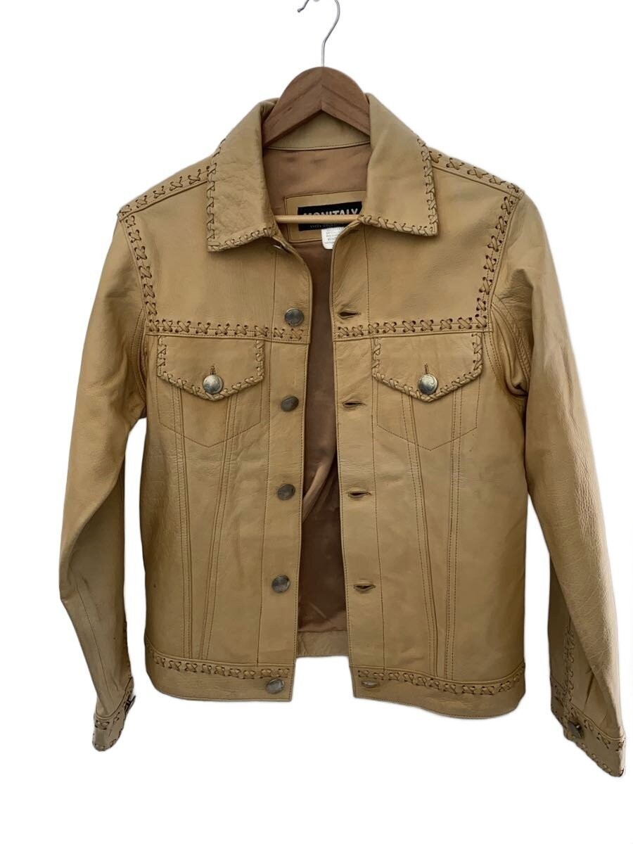 Monitaly Western Leather Jacket/38/Leather/Beg/Plain/ 20801