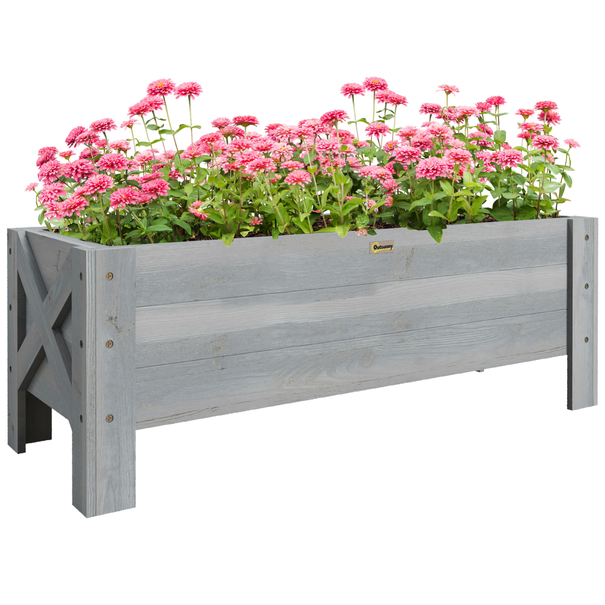 Outsunny Wooden Garden Raised Bed Planter Grow Containers Pot 100x36.5x36cm