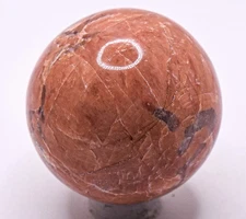 39mm Peach Moonstone w/ Smoky Quartz Sphere Polished Feldspar Mineral Ball India