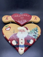 Vtg Handmade Wood Welcome Sign Christmas Hand Paint Wall Hang Folk Art USA