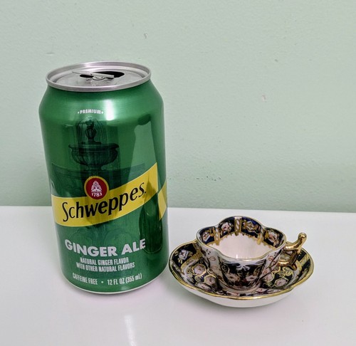 RARE Vintage 1950s HOKUTOSHA Miniature Porcelain Cup & Saucer: 1.3" Height - Picture 2 of 8
