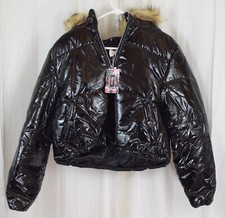 Aofur Womens Ladies Quilted Winter Coat Fur Collar Hooded Down Jacket Size Large