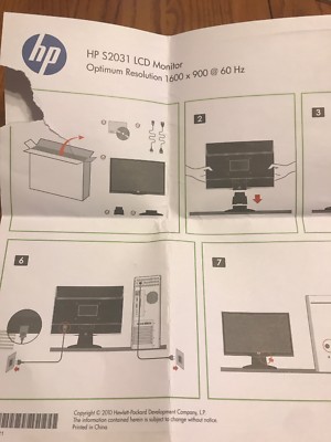HP S2031 LCD Monitor User's Manual Only 