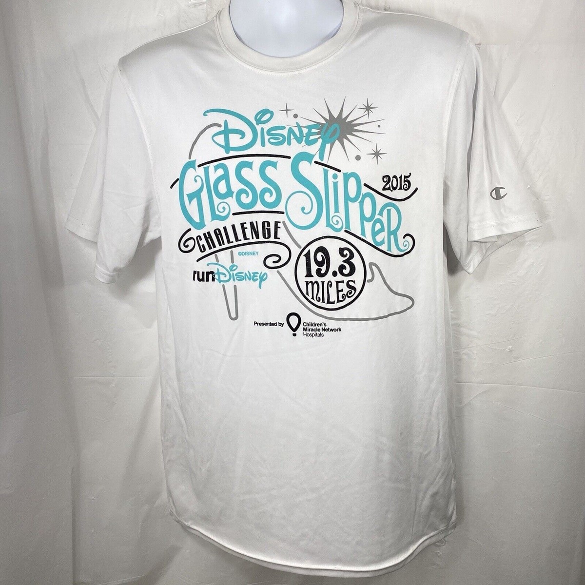 Champion RunDisney Mens Medium Short Sleeve T Shirt 2015 Glass Slipper  Challenge