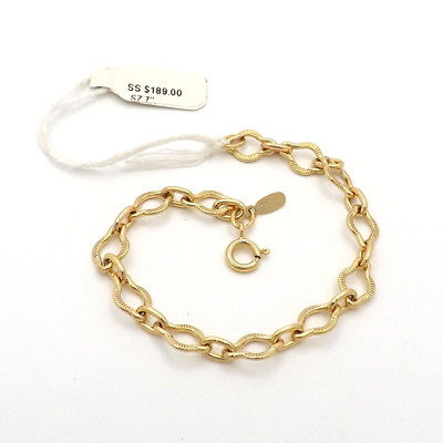 18k Gold Vermeil Sterling Silver Key Hole Oval Link Bracelet Grow With Me New