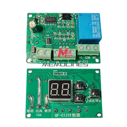 DC 5V 12V 24V 2-digit 0.36" Red Digital Display Counter Module with Relay Output