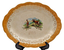 Vintage M. Beckett New Glarus Wisconsin 11" Platter Deer Stag Doe D. E. McNicol