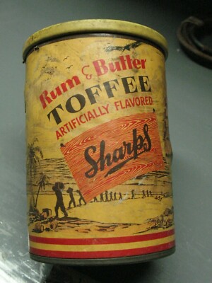 SHARPS  RUM & BUTTER  FOFFEE  TIN  CARTON  VINTAGE  ORIGINAL   ENGLAND  