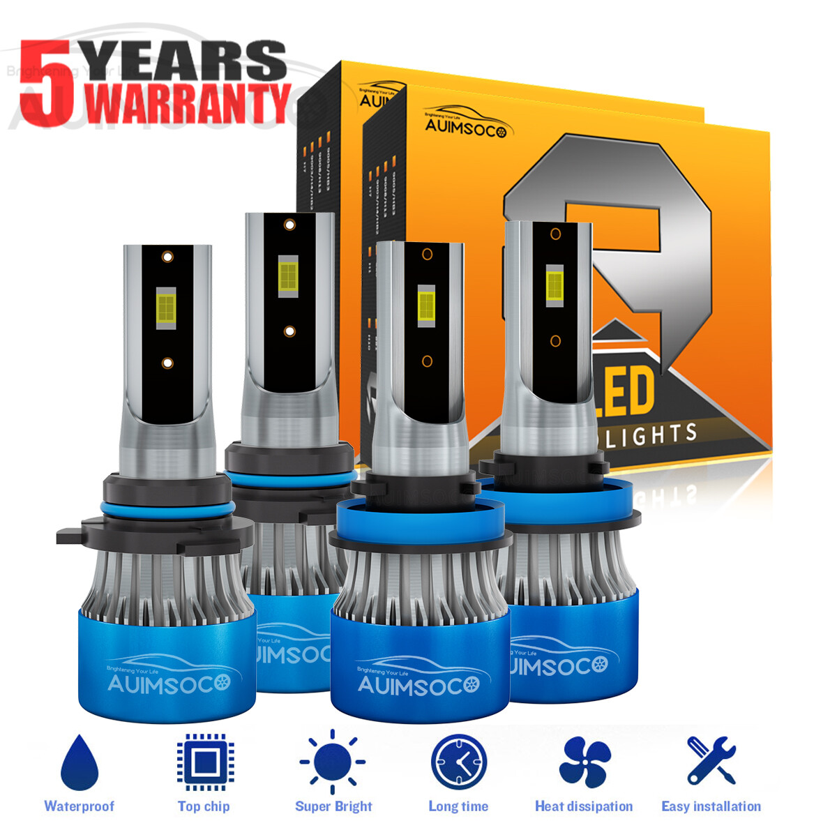 9005 H11 LED Headlight Bulb Kit 10000K White 330000LM High Low Beam Super Bright