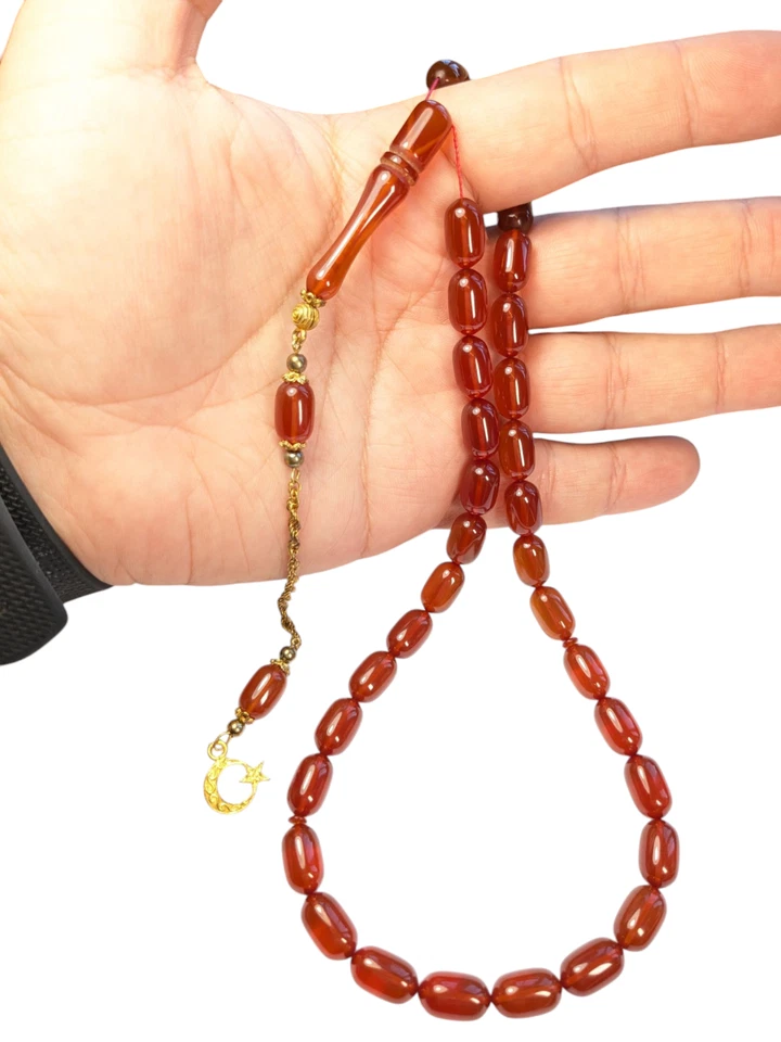 Vergoldete 925 Silber Quaste verziert Türkische Gebetsperlen, SIKMA Tesbih 977 - Bild 3 von 4