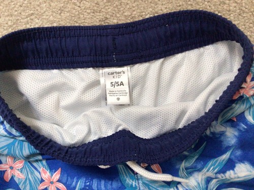 HAWAIIAN FLORAL PRINT SWIM TRUNKS- CARTERS- BOYS SIZE 5 - Picture 6 of 6