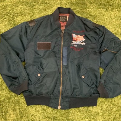 AVIREX L-2B Flight Jacket Nylon Embroidery Men Size L Navy
