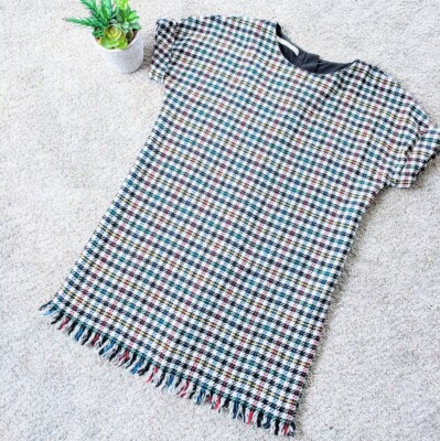 Zara Trafaluc Collection Colorful Houndstooth Dress 6 | eBay