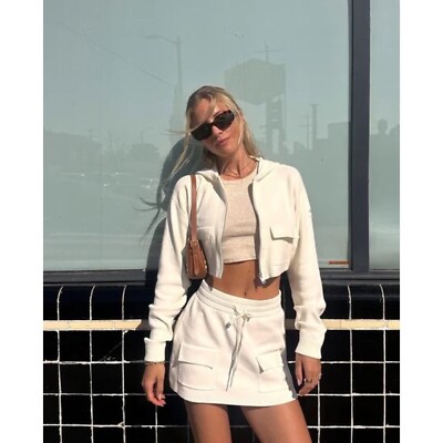 Alo Yoga Scholar Knit Cargo Skirt Ivory XS | eBay