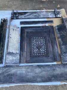 Antique 19th C. Architectural Cast Iron Marble Fireplace Surround & Summer Cover