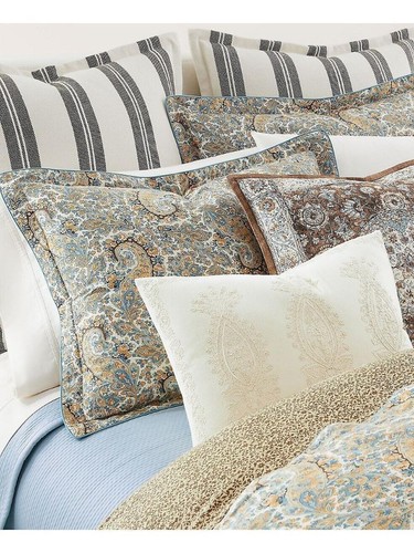 RALPH LAUREN Riley Paisley KING DUVET SET 3P Neutral Palette New $385 Tan - Picture 5 of 12