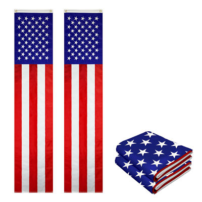 NEW G128 USA Pull Down Flag 1.67x8FT 2-Pack, Patriotic Embroidered Polyester