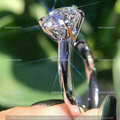 2.5 CT Round Cut Moissanite Solitaire Engagement Ring Real 925 Sterling Silver