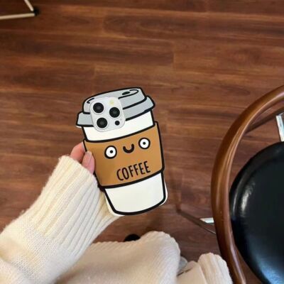 3D Cute Silicone Coffee Cup For iPhone 16 15 14 13 Pro Max Back Case Phone Cover